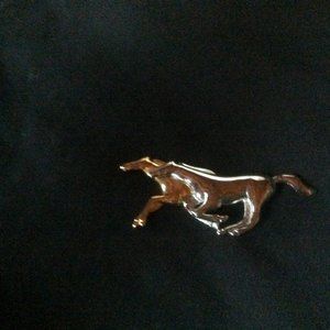 Vintage Liz Claiborne Wild Mustang Horses Silver & Gold Tone Stamped 80s Pin